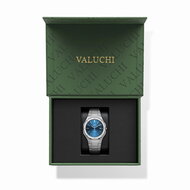 Valuchi Date Master Silver Blue 36 mm Horlogewatch