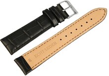 Horlogeband Zwart / Zilver 20 mm Croco Horlogewatch.nl