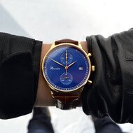 Bonvier Lugano Blue/G 42 mm Chronograaf Horlogewatch.nl