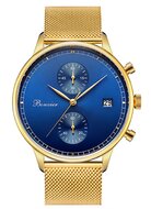 Bonvier Lugano Mesh Blue/G 42 mm Chronograaf Horlogewatch.nl