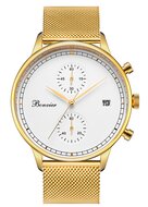 Bonvier Lugano White Gold Chronograaf gold mesh watch horlogewatch.nl