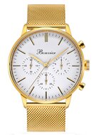 Bonvier Monza White Gold Mesh Chronograaf Horlogewatch.nl