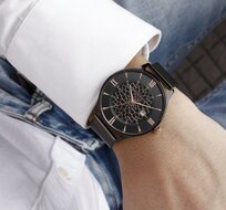 Bromwick Tower Rose Gold Black Mesh Horlogewatch.nl