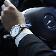 Hygge 2203 White Black Leather MSL2203C(BK) Horlogewatch.nl