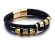 Armband Leer Multilayer Gevlochten Zwart Goud Horlogewatch